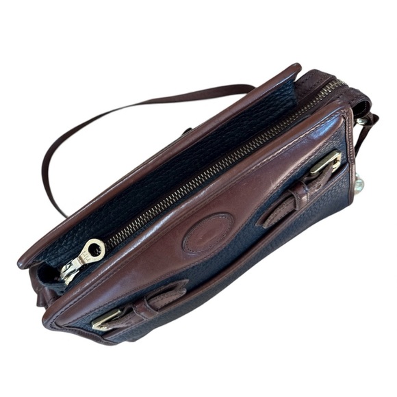 Vintage Dooney & Bourke Leather Buckle Zip Top Black Brown Crossbody Bag 9x7x4 - Picture 7 of 15